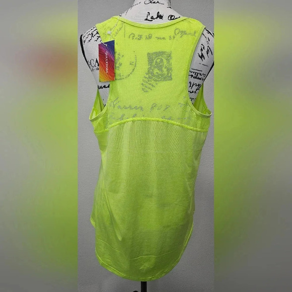 Quccefods Women's Mesh Athletic Sleeveless Workout Tank Tops Neon Green 2XL NWT - Picture 5 of 12